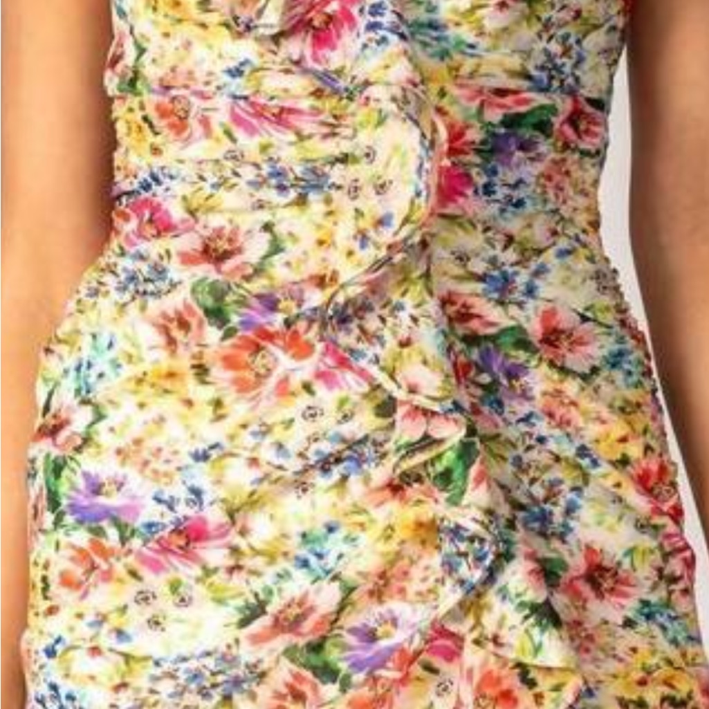Nwt Lavender Brown Floral Mini Dress - Multicolor Small